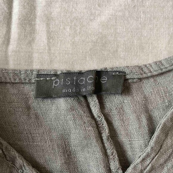 Pisache Linen Soft Grey Relaxed V-Neck Dress Summer - Picture 3 of 5